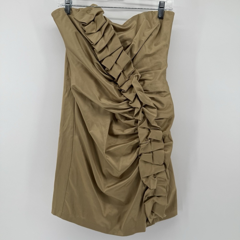 Jessica Mcclintock vintage 90s Elegant Gold Strapless Short party prom Dress 9